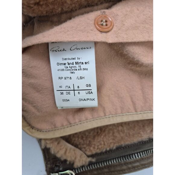 Rick Owens Women's DNA/Pink Shearling Lamb Biker Leather Jacket Size 6 - Picture 4 of 5